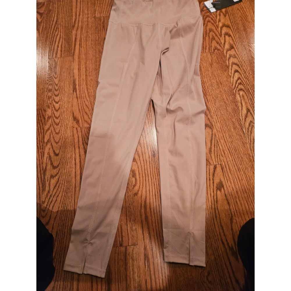 Kimberly C Sand Beige High Waisted Ankle Slit Leggings YP-1160SAND Small NWT